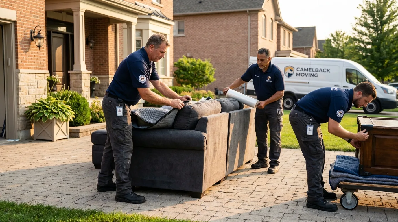 Large estate moving crew wrapping furniture in Momence, IL
