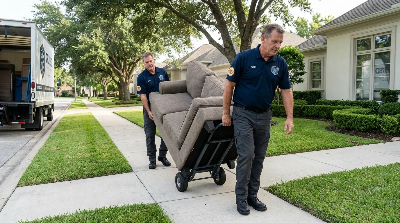 Local residential moving crew loading furniture in Momence, IL